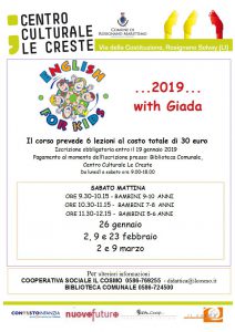 English for kids 2019 with Giada @ Sala Polivalente Centro Culturale Le Creste Rosignano Solvay